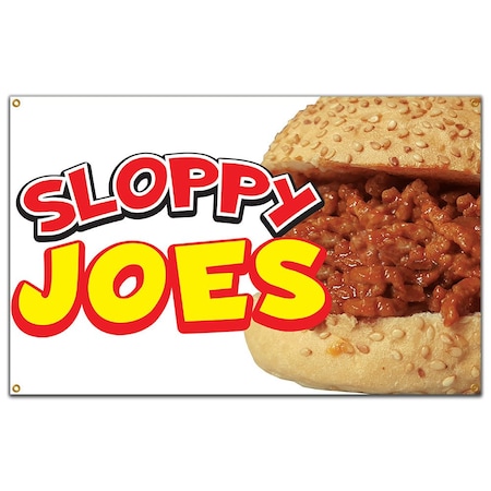 Signmission Sloppy Joes Banner Concession Stand Food Truck Single Sided B-96 Sloppy Joes19
